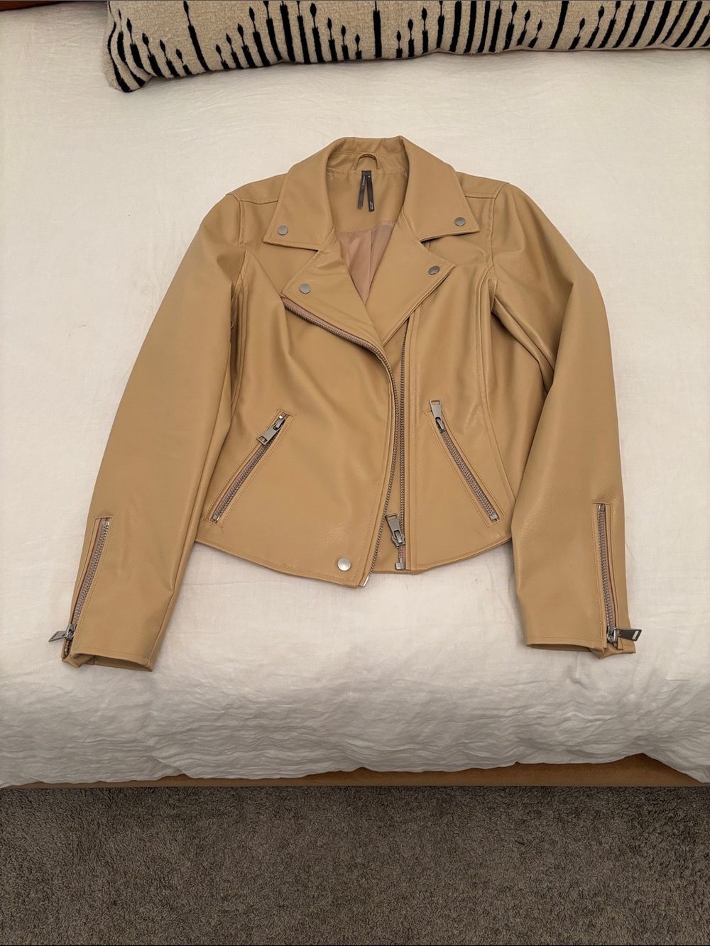 Anthropologie Tan Faux Leather Moto Jacket